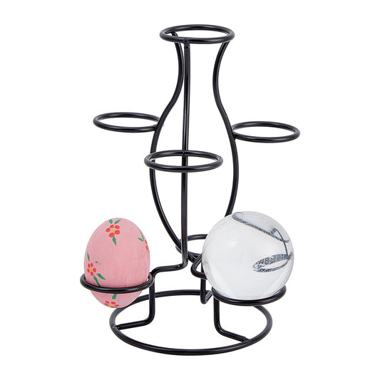 Crystal Ball Holders, 7 Eggs Display Stand Black Iron Multi-Sphere Display Holder for Crystal Ball Sphere Globe Home Office Decor Ornament, 5.9x5.31x7.99 Inch