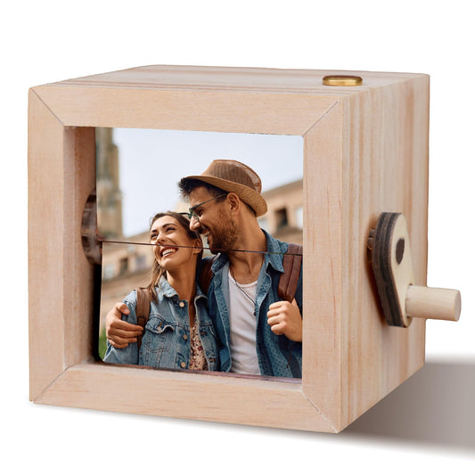 UNIGIFTIME Custom Flip Photo Box, Personalized Photo Flip Book Frame Animation Machine, Custom Hand-crank Flipbook Box Album with Light, Valentines Day Birthday Gifts for Couples