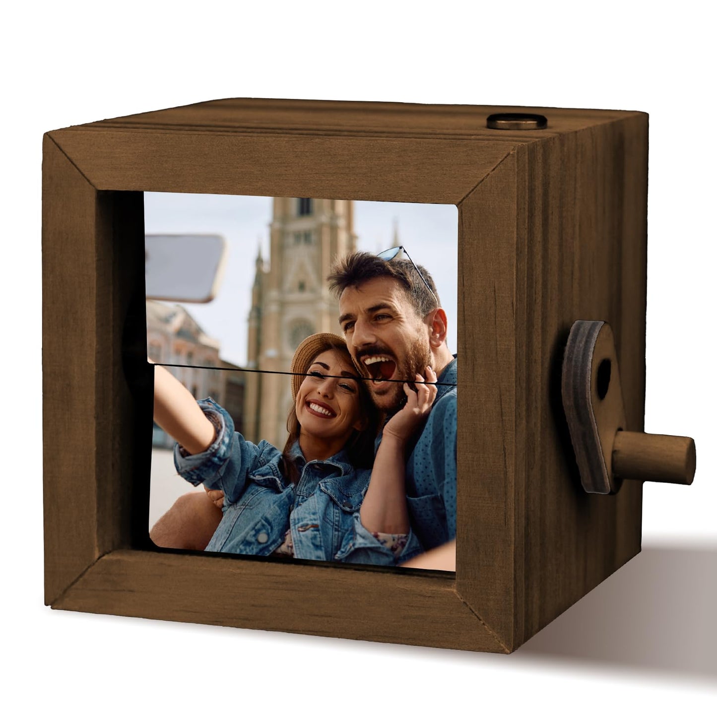 UNIGIFTIME Custom Flip Photo Box, Personalized Photo Flip Book Frame Animation Machine, Custom Hand-crank Flipbook Box Album with Light, Valentines Day Birthday Gifts for Couples